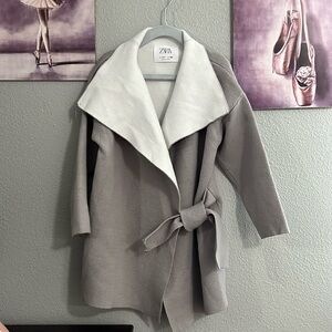 Zara knit SWEATER cardigan 6-7 years grey white viscose/polyester used